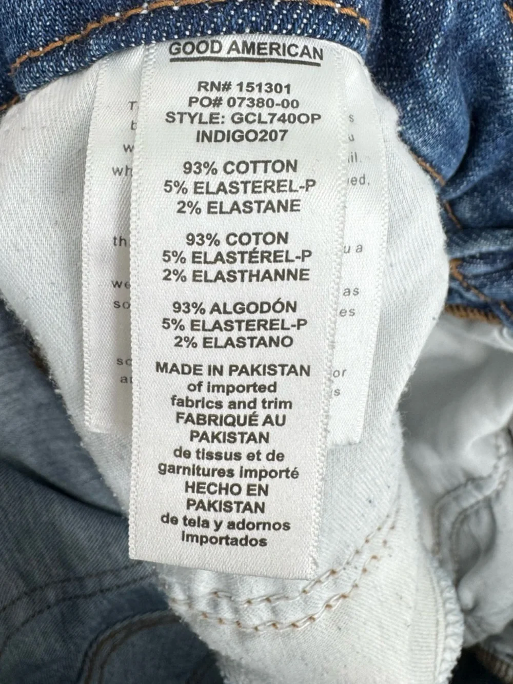 Good American Good Classic Skinny Jeans Distressed Indigo207 Size 14/32